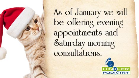 As of January we will be offering evening appointments and Saturday morning consultations.